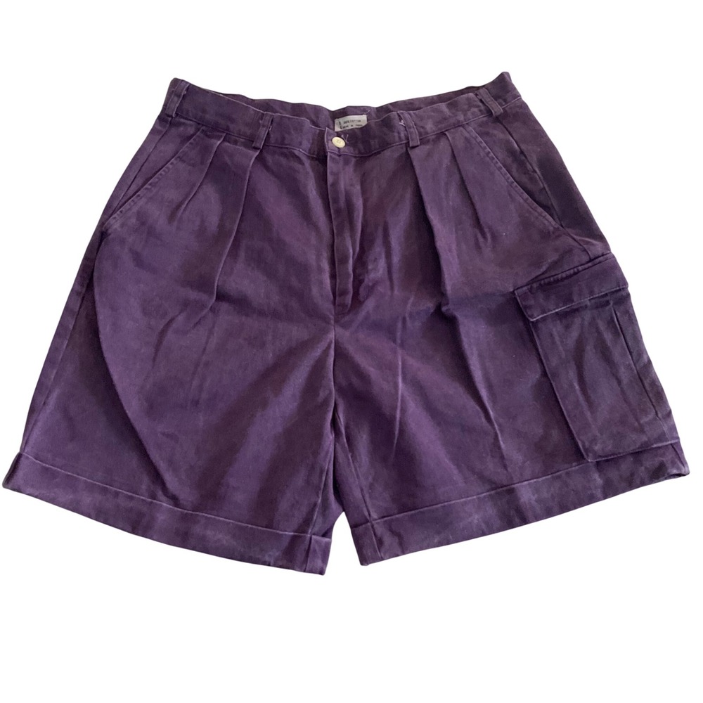 Chaps Ralph Lauren Cargo Shorts Mens 34 Magenta Vintage Pleated Cotton 33921